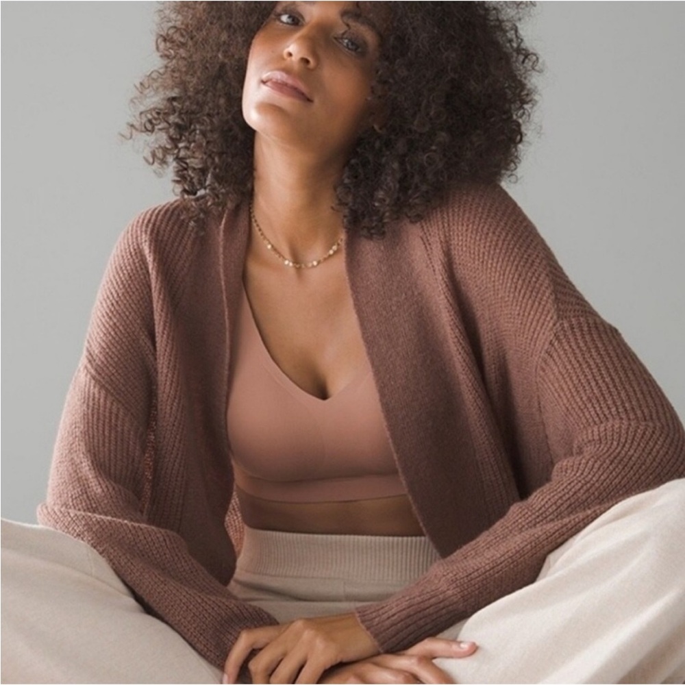 Soma Weekend Brown Cocoon Open Cardigan Sweater Pocket Comfy Size Small Medium
